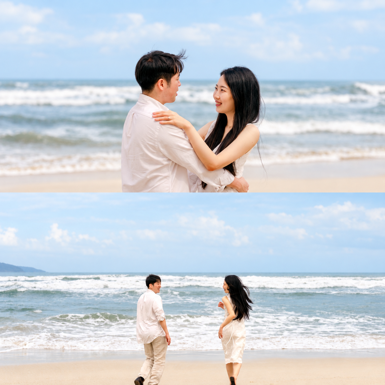 Charles and Bee together by the sea.